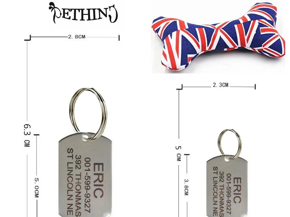 Бирка для питомца из нержавеющей стали с бесплатной гравировкой на двух