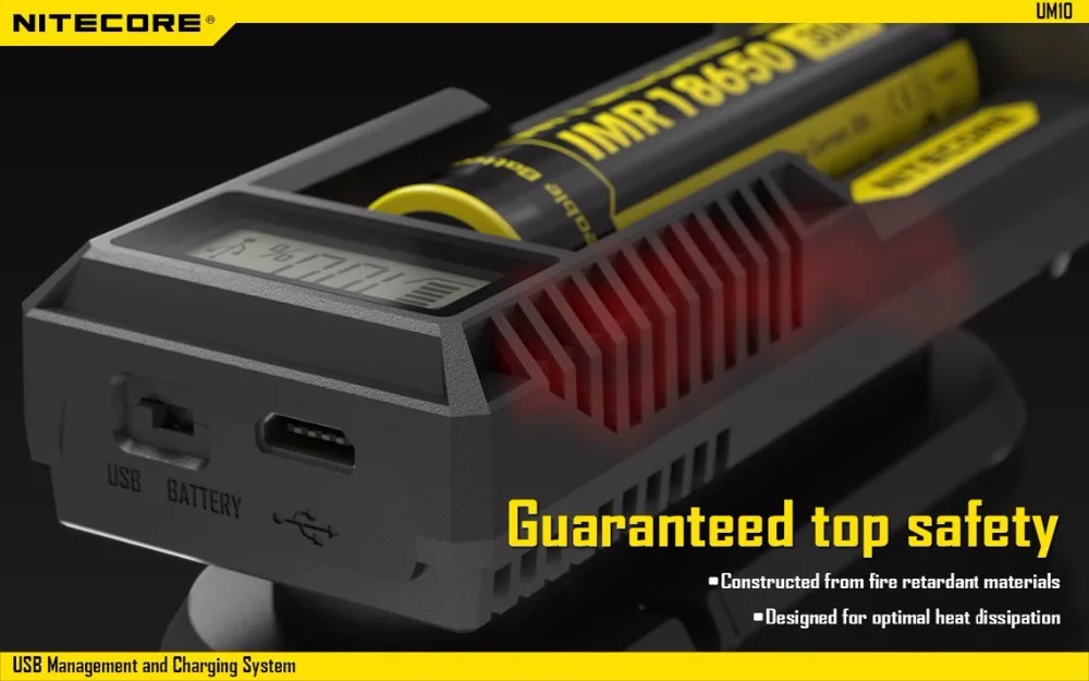 Nitecore UM10 UM20 умное зарядное устройство ЖК-дисплей зарядное устройство с usb-кабелями для зарядного устройства 18650 10440 17500 14500