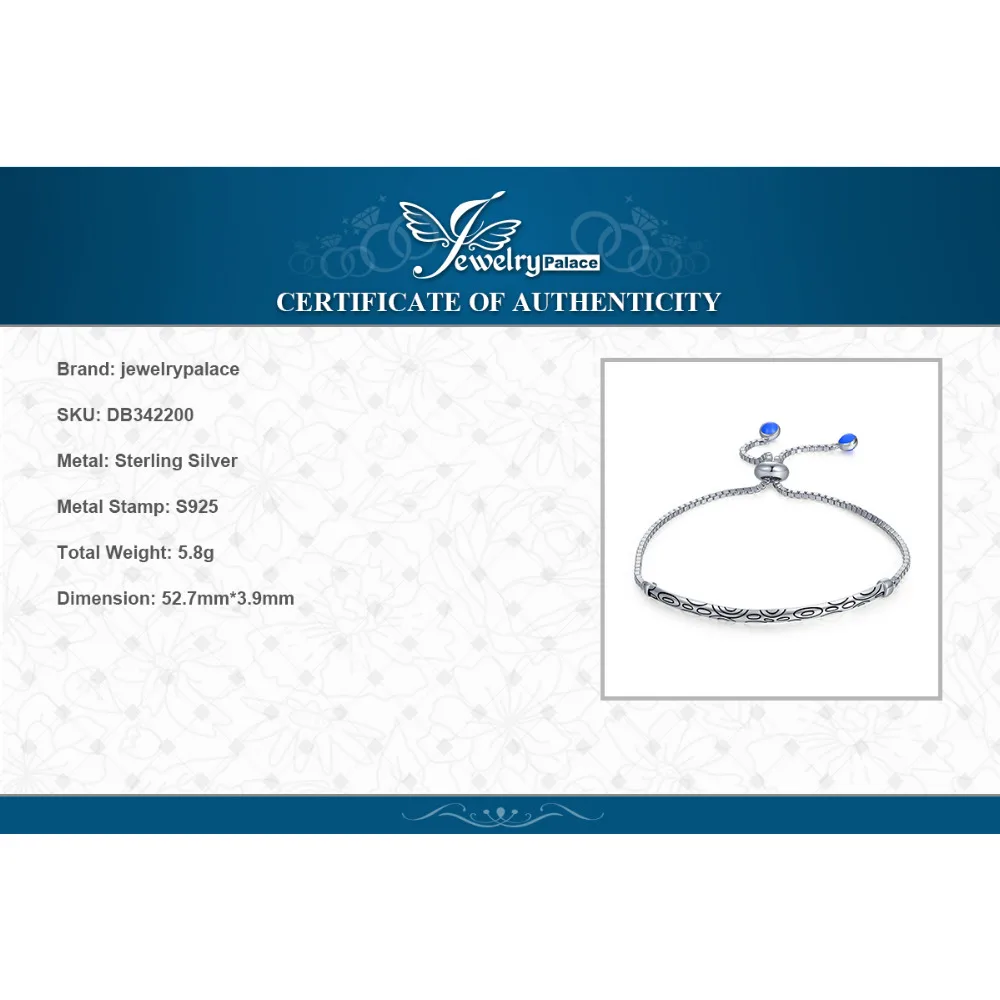 JewelryPalace 925 пробы Серебряный благоприятный облако гравировкой черной эмалью круги пузырь регулируемый браслет для женщин