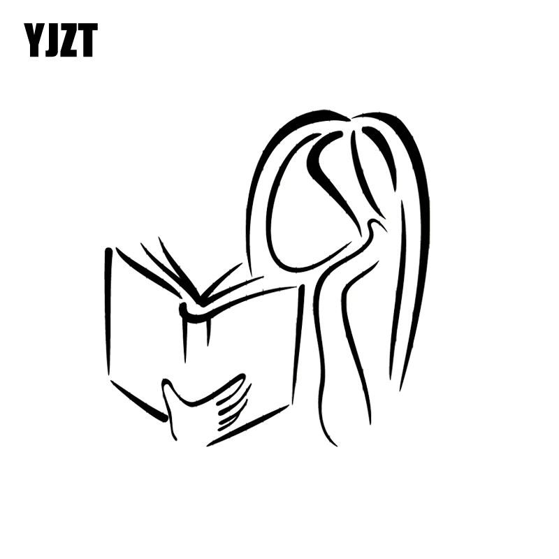 YJZT 11 6*12 см девушка чтение книги книжный магазин библиотека модные виниловые