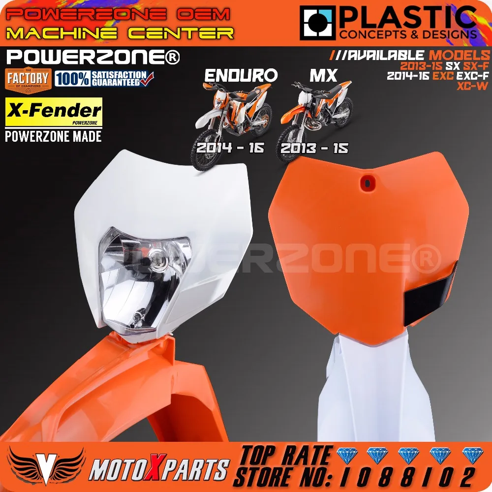 Powerzone MX Оранжевый Пластик переднее крыло для KTM 2013-15 SX SXF EXC EXCF XCW шесть дней-16 Байк мотокросс эндуро