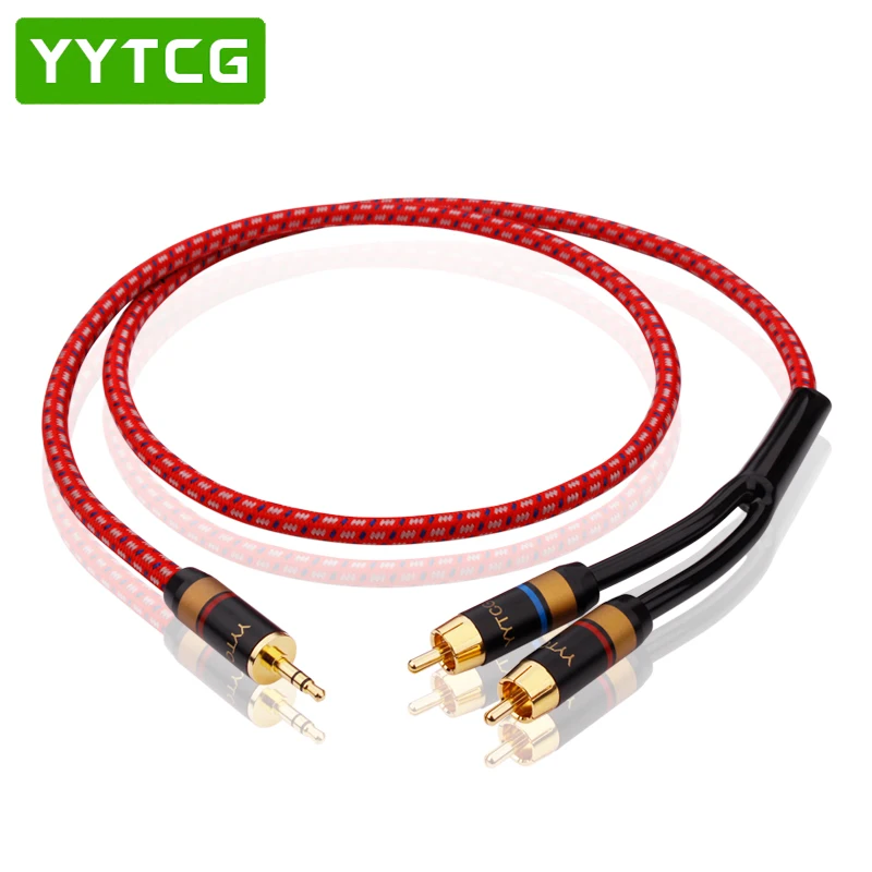 YYTCG Hifi Canare от 3 5 мм до 2RCA аудио кабель ПК усилитель для мобильного телефона