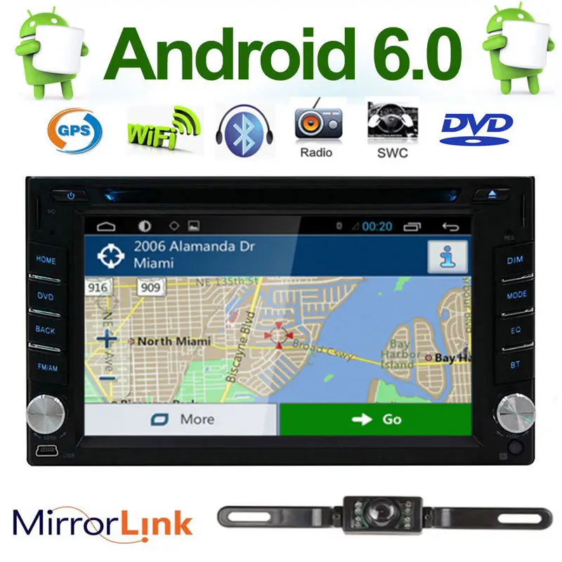 Четырехъядерный Android 6 0 wifi автомобильный Радио Стерео dvd плеер gps Navi + камера