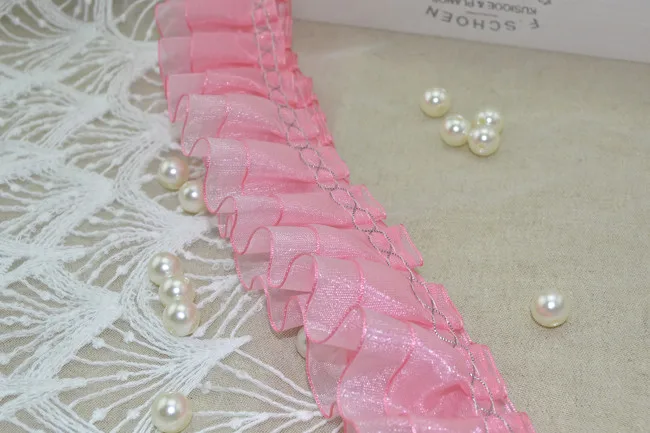 10 ярдов/партия DIY Многоцветный рюшами Перл Органза двойной слой юбка кружевная ткань торжественное платье одежда отделочный кружевной материал