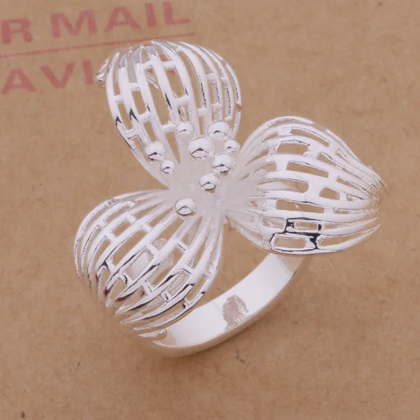 Уникальные модные ювелирные изделия 925 серебряное покрытие цветочное Открытое