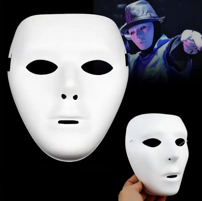 

50 pcs new hip-hop PVC eco-friendly material White Street Dance Mask Halloween party party mask