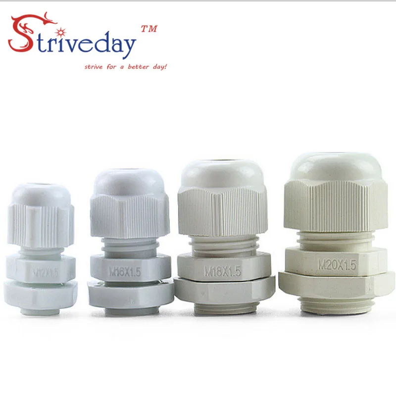 100pcs/lot creamy-white Black M18 Nylon plastic cable gland Wiring Accessories connector IP68 waterproof Gland | Обустройство дома