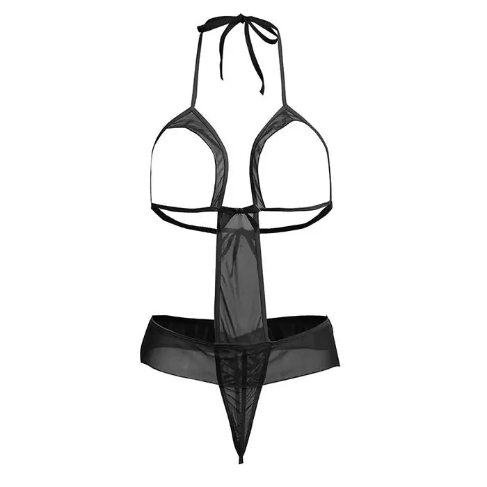 Avidlove Babydoll сексуальное горячее белье женское сексуальное нижнее белье с открытой спиной Гламурные прозрачные сетчатые пикантные эротические костюмы - Цвет: Black