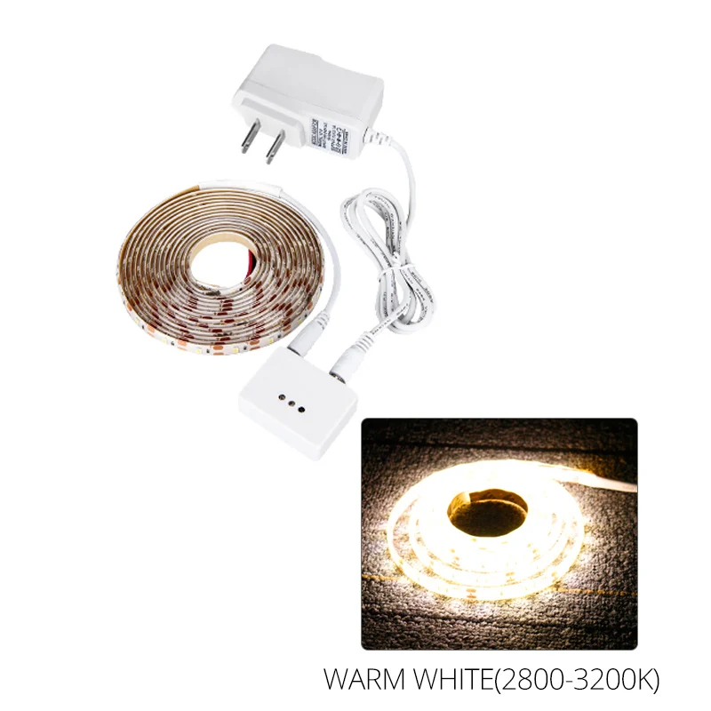 US plug warm white Светодиодный светильник Foxanon с регулируемой яркостью и датчиком движения 12 в 1 м 2 м 3 м 4 м 5 м Ночной светильник с датчиком движения для кухонного шкафа - Испускаемый цвет: US plug warm white
