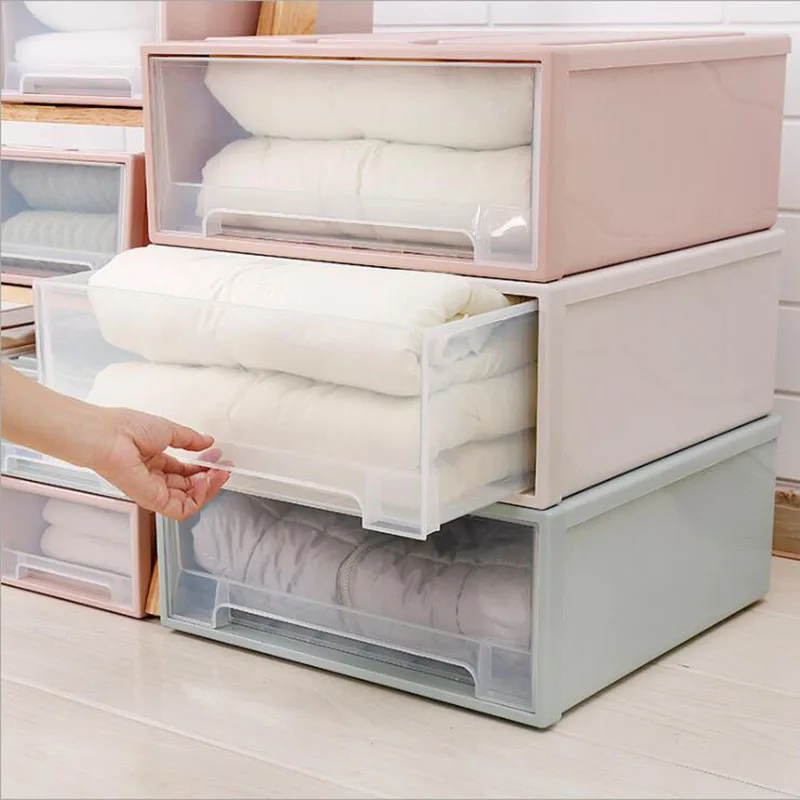 Комбинированный Штабелируемый прозрачный пластиковый ящик для хранения дома