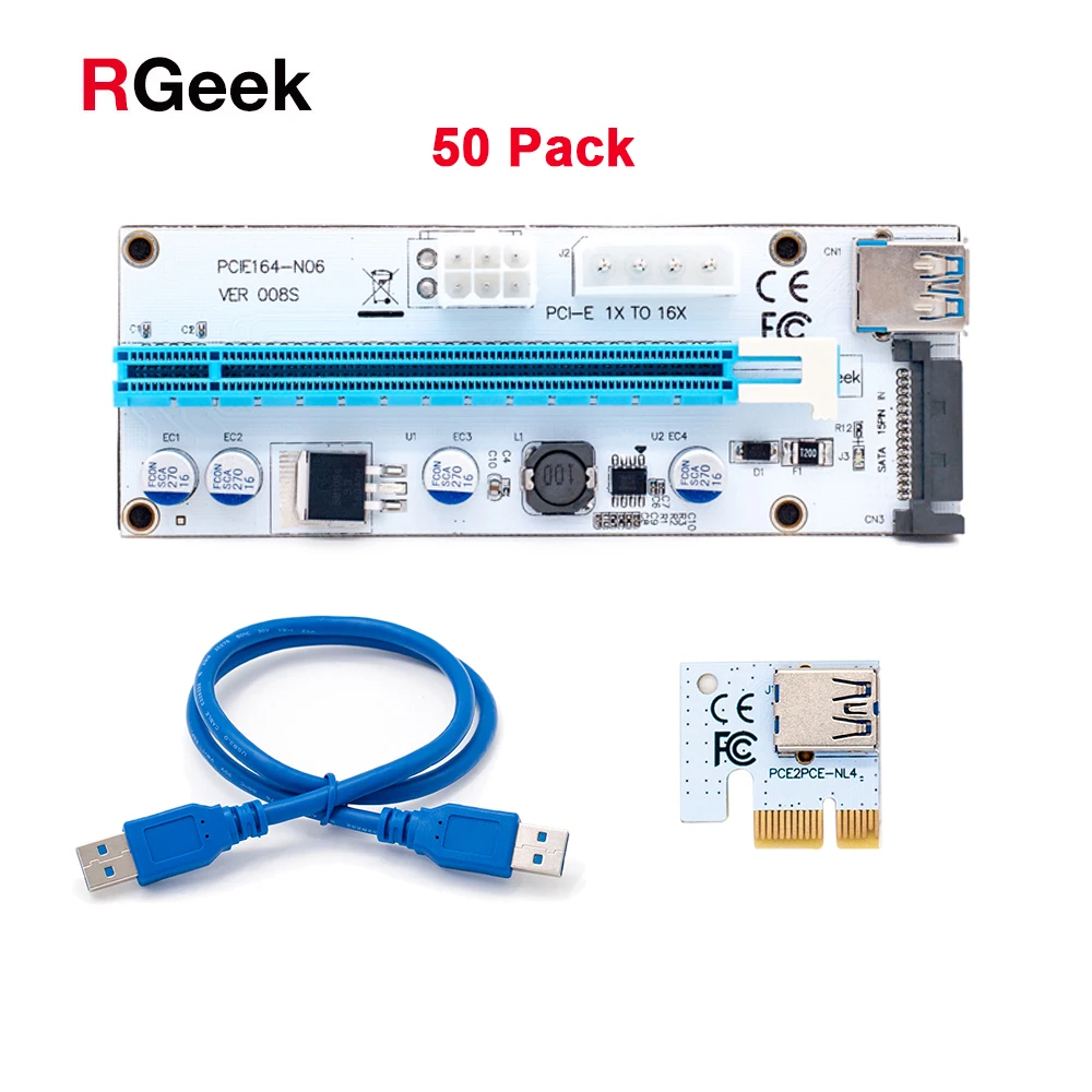 По dhl 50 шт. PCI-E PCI E Express 1x к 16x Riser 008S расширитель адаптер карта с 60 см USB 3 0 кабель