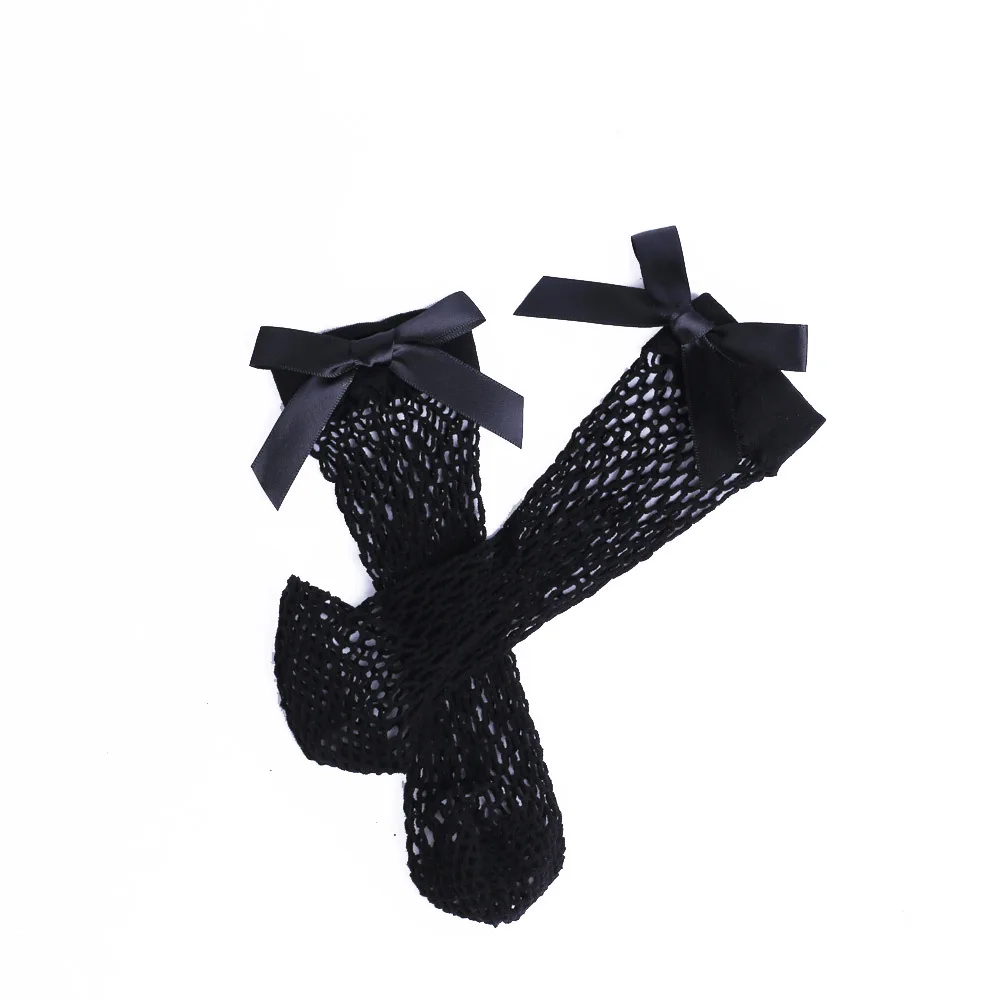 2019 Chic Streetwear Women's Sexy Black Bow knot Fishnet Socks Female Breathable Hollow out Mesh Nets Ladies Short | Женская одежда