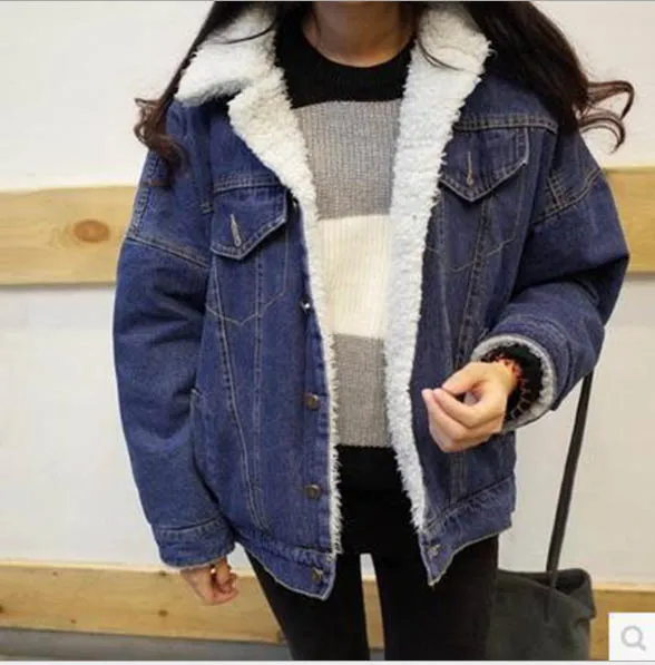 Кашемировая Толстая зимняя джинсовая куртка Женское пальто Chaqueta женские джинсы