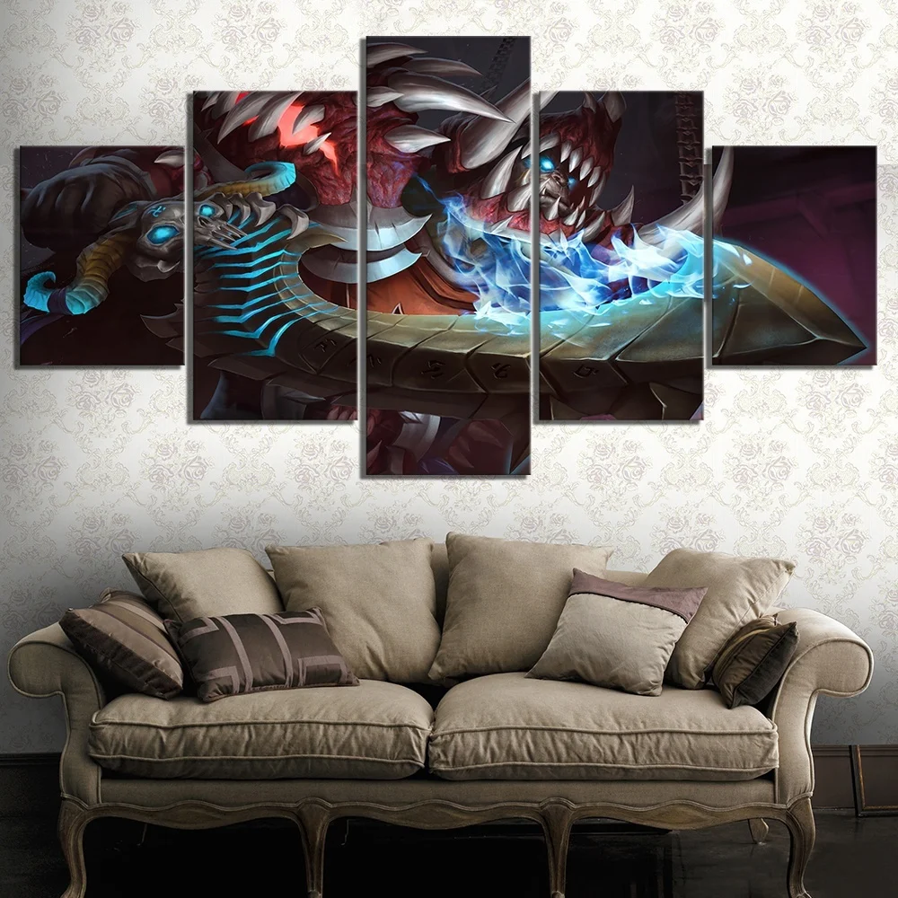 

5 Piece Orc Death Knight World of Warcraft Game Poster Wall Art for Home Decor Canvas Paintings