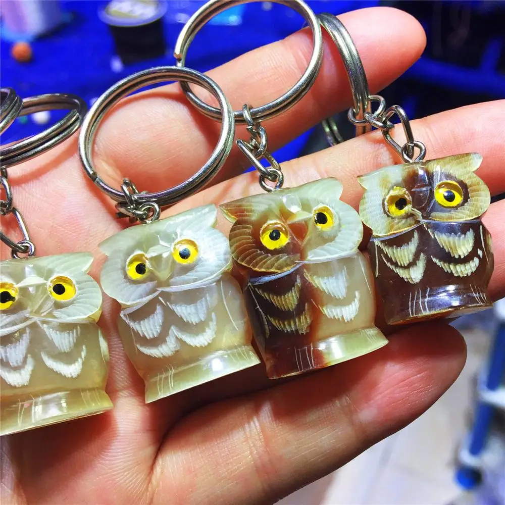 1 шт ручной резной милый маленький брелок для ключей в форме Совы хрустальные