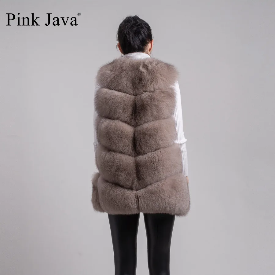 Новое поступление розовый java QC8006 безрукавка из натурального Лисьего меха