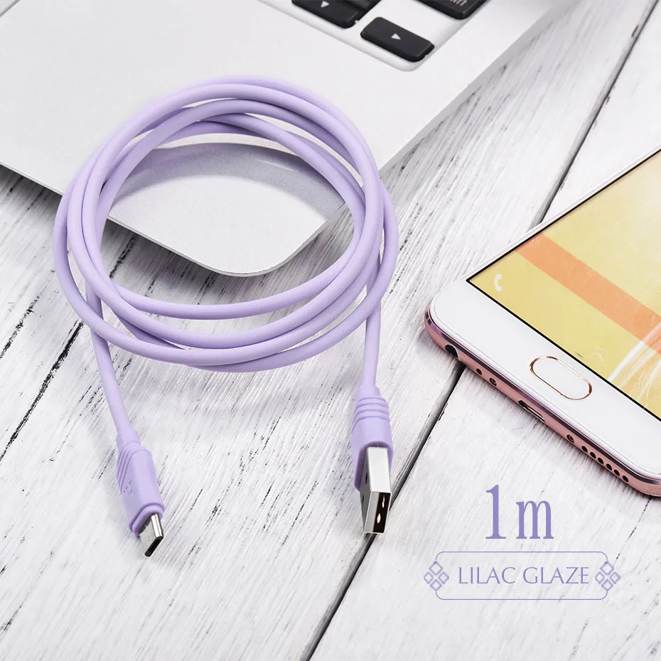 НОСО Micro-USB Зарядный Дата Кабель USB Зарядное Устройство Провод для Передачи Данных Синхронизации Android Мобильных Телефонов Шнур Зарядка для Xiaomi Samsung Самсунга Сяоми Андроид Микро ЮСБ - Цвет: Purple