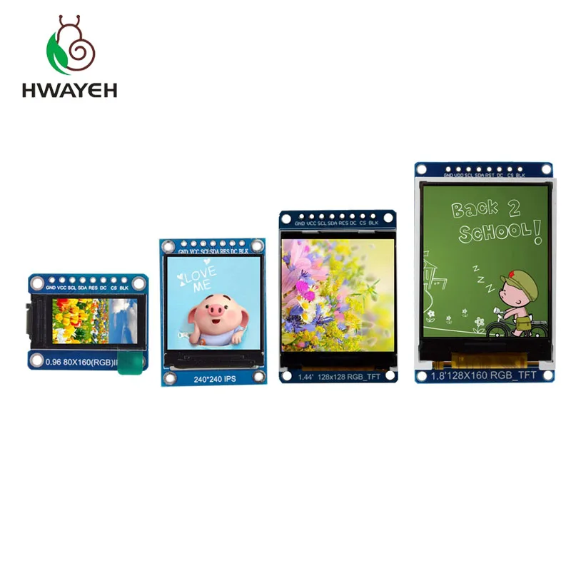 HWAYEH TFT-дисплей 0 96/1 3 дюймов 1 44 8 IPS 7P SPI HD 65K полноцветный ЖК-модуль ST7735 / ST7789 Привод IC