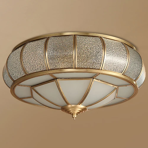 LED modern American copper Golden glass lampshade Ceiling Lights atmospheric home bedroom living room aisle LampsLED modern Amer - Цвет корпуса: A  Small   Dia 35