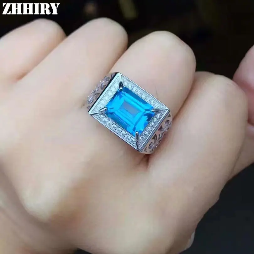 ZHHIRY мужские кольца из драгоценных камней подлинный Натуральный топаз женское