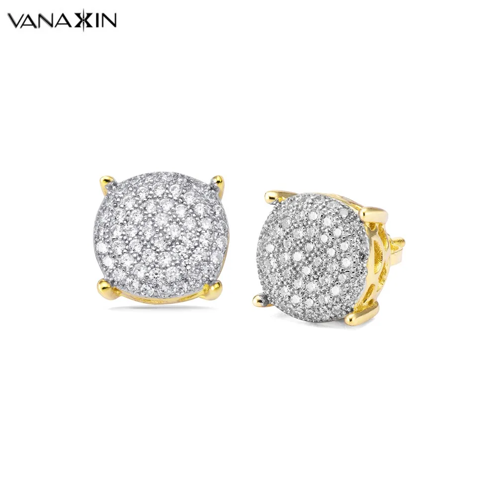 VANAXIN 925 пробы серебряные мужские серьги Золотой/Серебряный/черный цвет микро