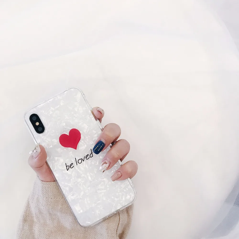 Be Loved Heart Pattern Luxury Shell Glitter Case Soft TPU Protective Back Cover For iPhone X 6 6S 7 Plus OPPO VIVO X21 |
