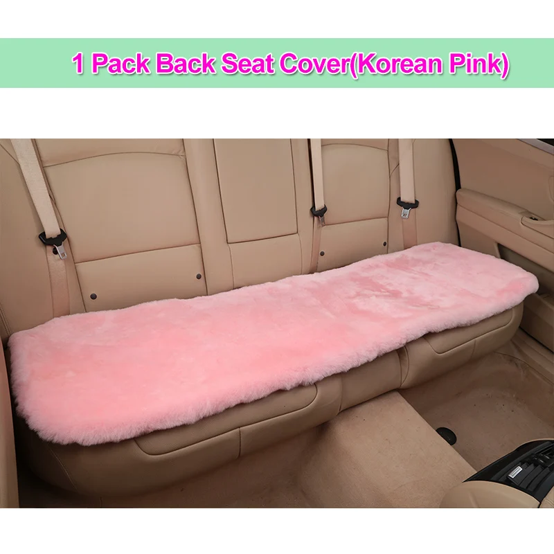 1Pcs Rear K-Pink Универсальный автомобильный чехол для сиденья из шерсти и меха для взрослых, Кожаная подушка для автомобиля, Аксессуары для автомобилей из австралийской овчины - Название цвета: 1Pcs Rear K-Pink