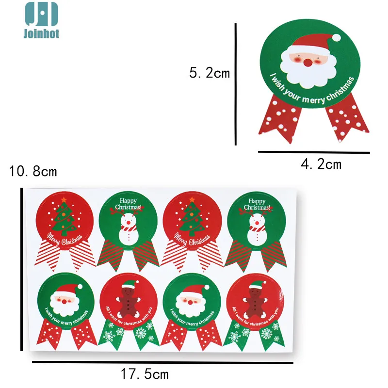 

80pcs Paper Sticker New Christmas Label Gift Package Sealing Stickers for Cookie,Candy,Nuts Package,Christams santa tree
