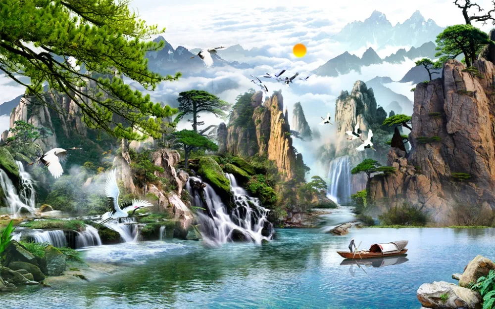 

landscape curtains 3D Curtain Luxury Blackout Window Curtain Living Room Decoration curtains