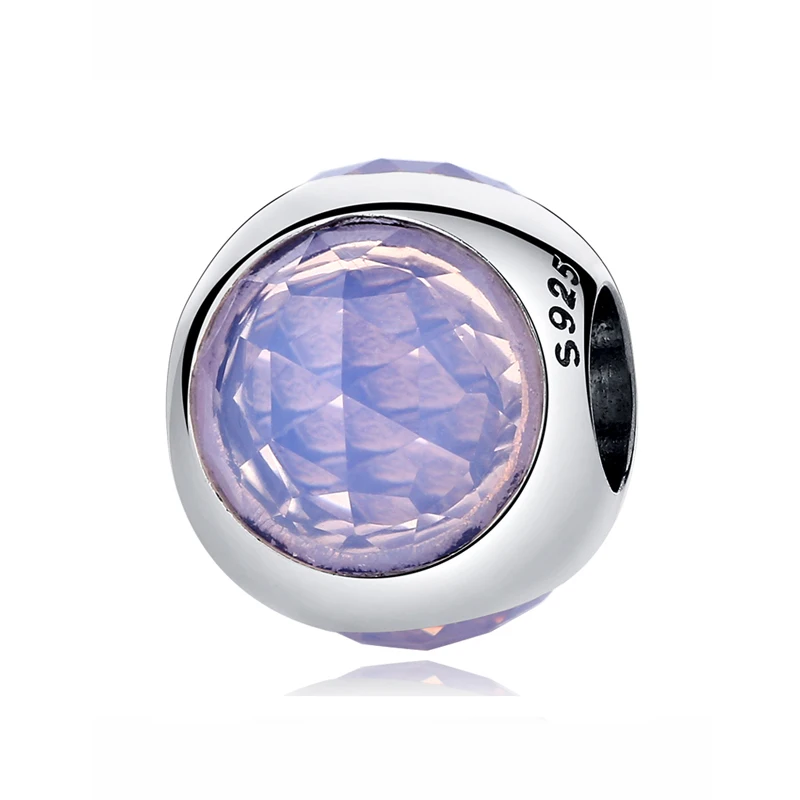 Lavender 925 пробы, серебряный шарм, бусина, розовый, синий, Сияющие капли, амулеты, подходят для браслетов Pandora, сделай сам, для изготовления женских ювелирных изделий - Цвет: Lavender