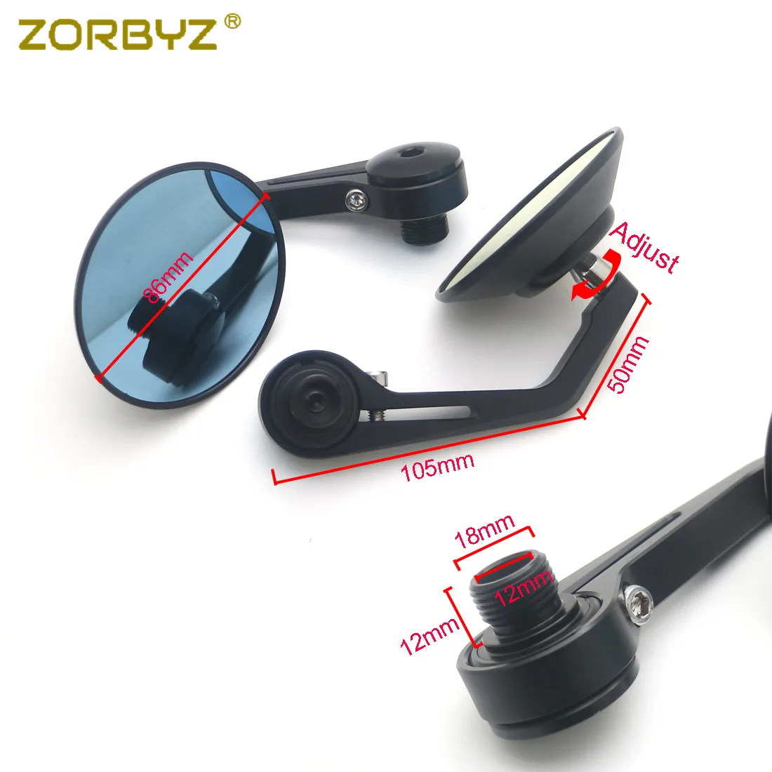 ZORBYZ мотоциклетные алюминиевые круглые зеркала с боковой резьбой для руля Benelli