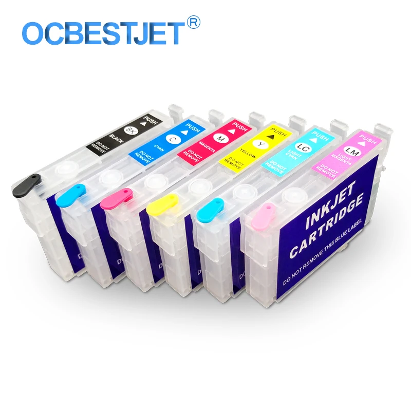 

6Colors/Set T0981 T0982 T0983 T0984 T0985 T0986 Refillable Ink Cartridge With Chip For Epson Artisan 600 700 710 800 810 Printer