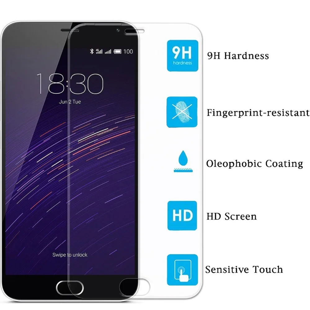 С уровнем твердости 9H закаленное Стекло Экран Защитная чехол для Meizu M2 Примечание