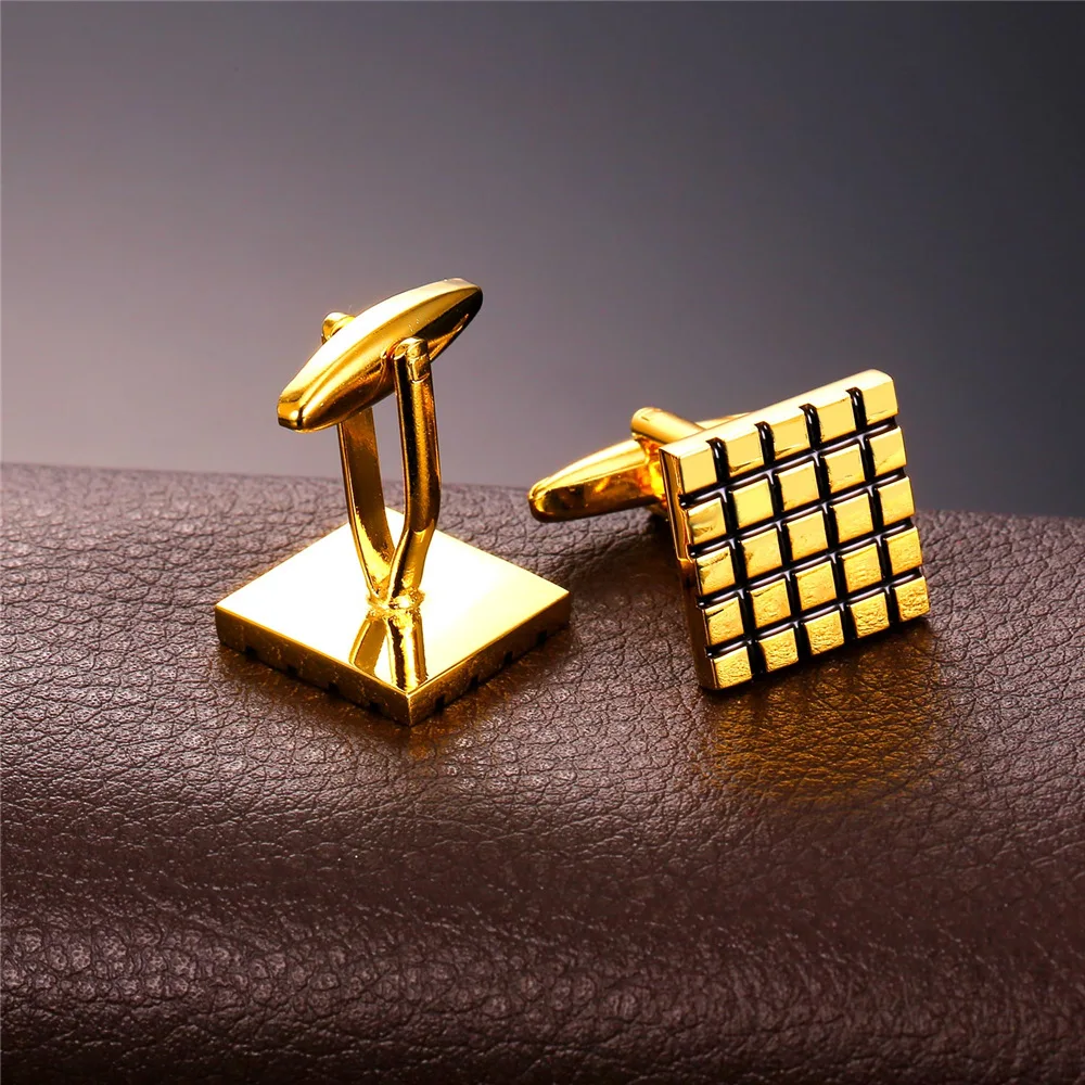 Роскошные Металлические запонки с гравировкой золотого цвета для мужских