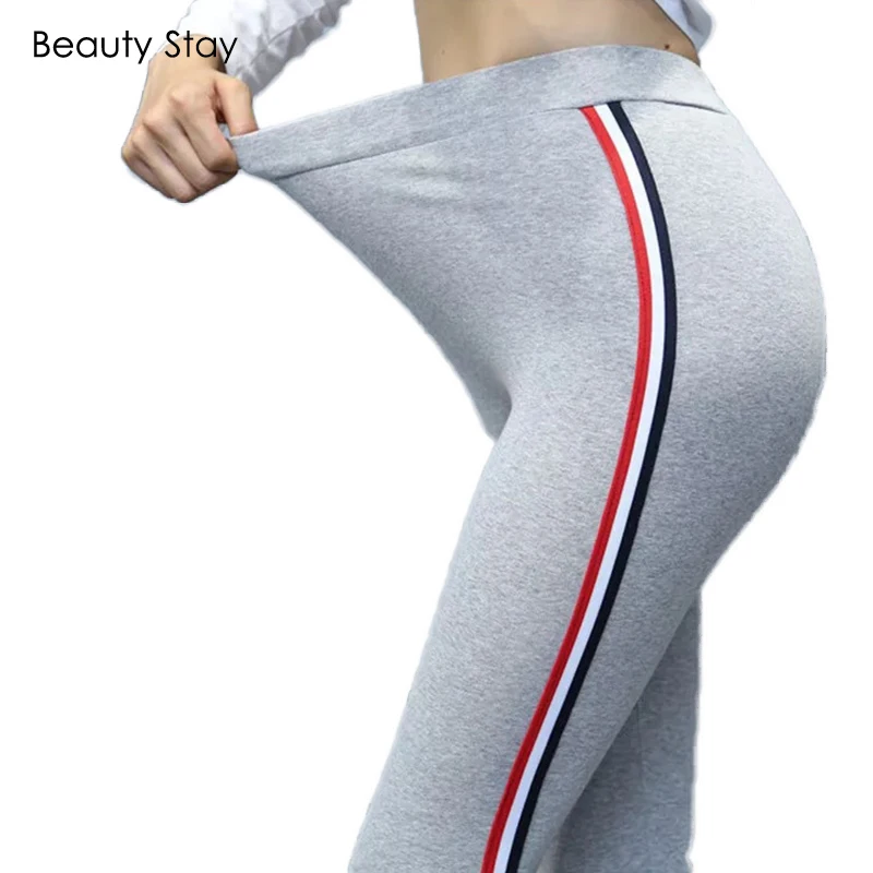 Женские хлопковые Легинсы Beauty Stay повседневные эластичные легинсы с полосками по
