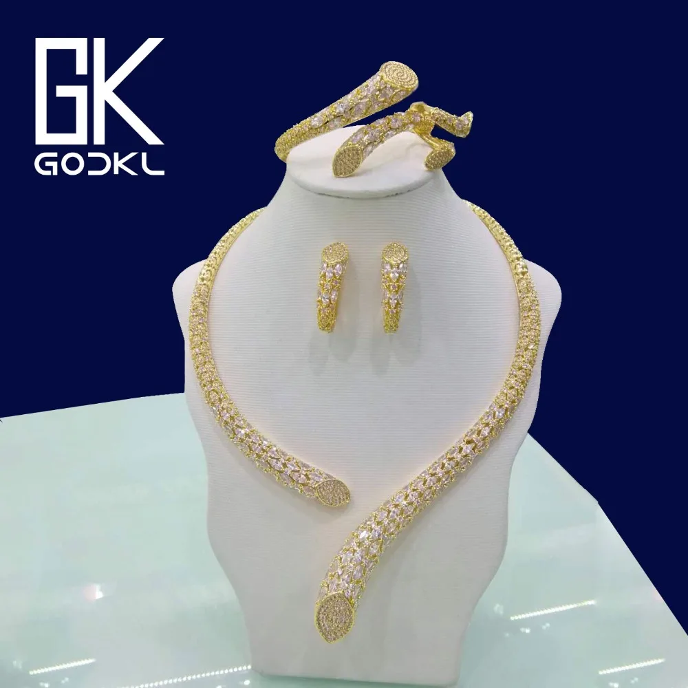 

GODKI Luxury Geometry Cubic Zirconia Nigerian Jewelry sets For Women wedding Indian DUBAI Gold Jewelry Sets parure bijoux femme