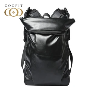 Coofit New Fashion Male Travel Backpack Leather Waterproof Casual School Bookbag With Rain Hat Laptop Backpack Sac For Women Men