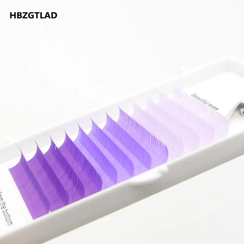 Накладные ресницы HBZGTLAD C/D curl 0 07/0 1 мм 8 15 синие + зеленые фиолетовые серые