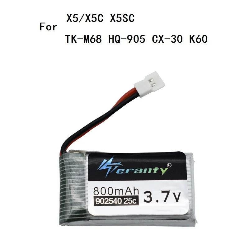 3,7 V 800mAh 25c Lipo батарея 902540 для Syma X5 x5c X5HC X5HW CX-30 K60 RC Квадрокоптер лучшее качество Дрон запасная часть 3,7 v батарея - Цвет: Белый