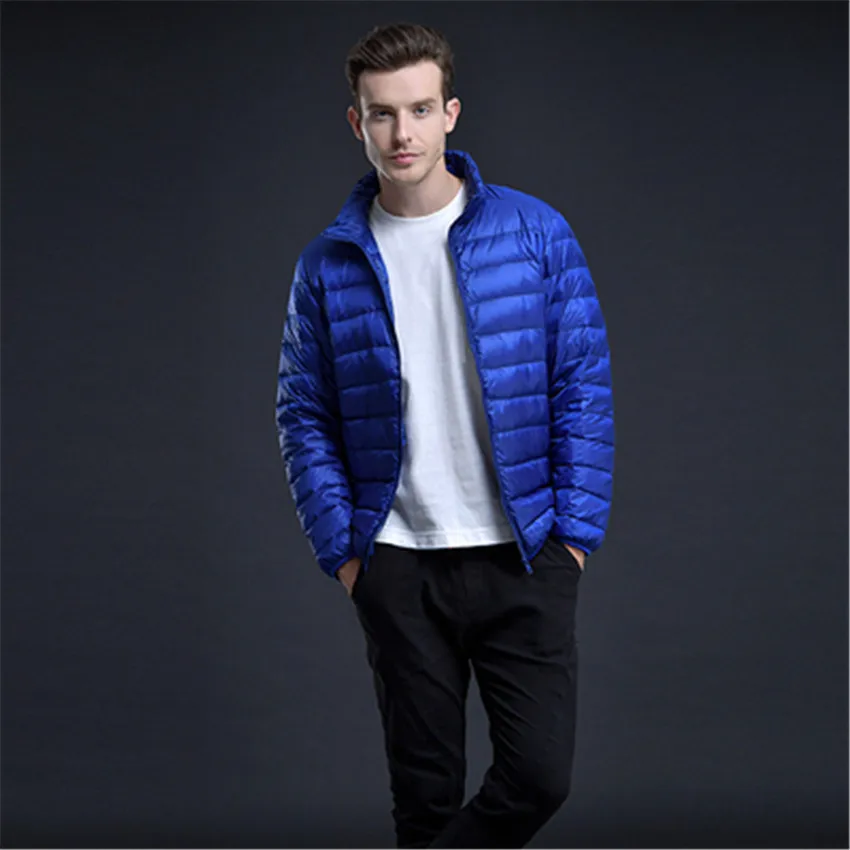 Куртка мужская коротсветильник на белом утином пуху с длинным рукавом
