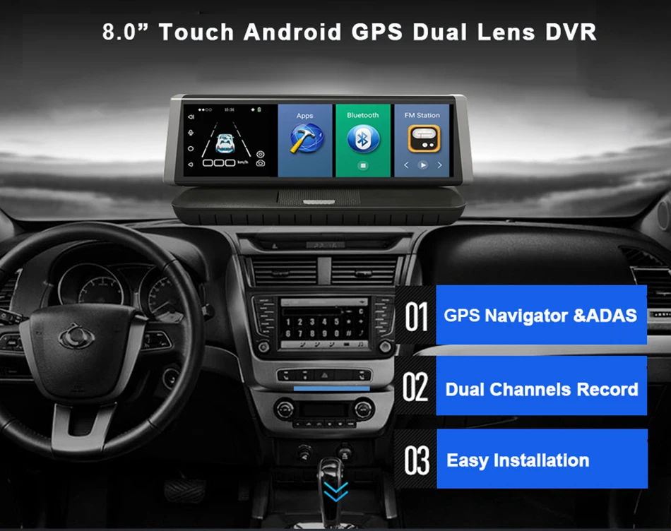 GreenYi Android 5,1 gps Navi 4G ADAS Bluetooth wifi FM 1080P Автомобильная Подставка на Dash " сенсорный экран FHD DVR монитор с задней камерой