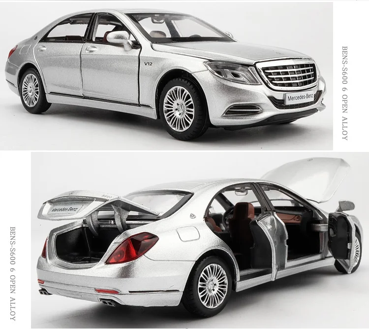 1:32 Maybach S600 литье обратно в металлическая модель автомобиля игрушка высокого моделирования звук и свет 6 двери автомобиля игрушка детский подарок