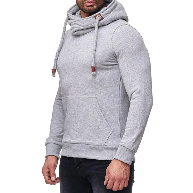 

2019 Men's Autumn High Neck Hoodies Pullovers Male Slim Fit Turtle Neck Hoodies High Street Hooded Pullover Tops M-3XL