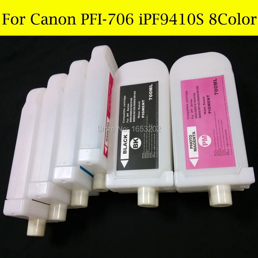 8 Pieces/Lot Large Format Refill Ink Cartridge For Canon PFI-706 PFI706 For Canon iPF9410s Printer