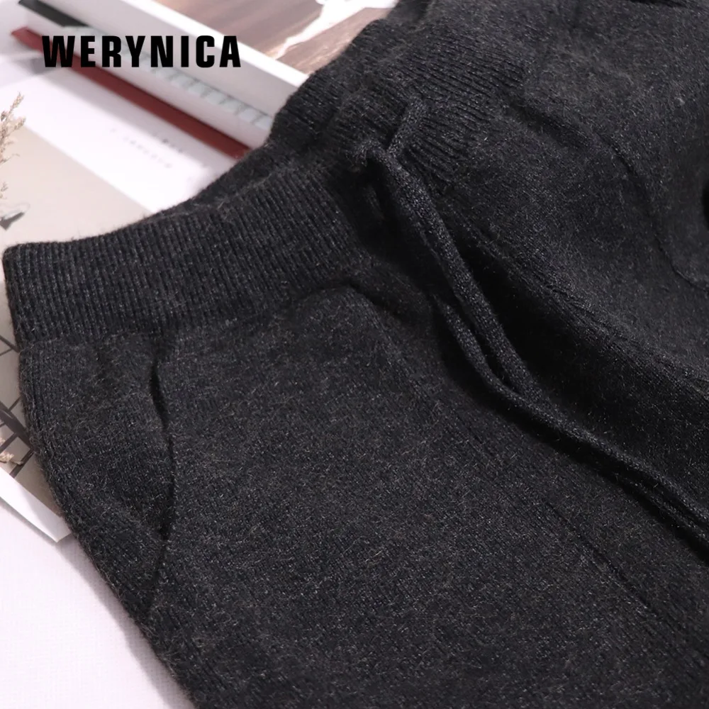 Werynica/зимние эластичные женские брюки на шнуровке; узкие брюки; теплые плотные тянущиеся трикотажные брюки; Mujer; Брюки с карманами