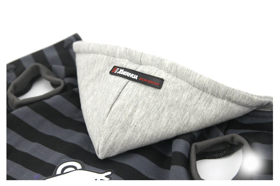 Pet Dog Coat Jacket Autumn&Winter Dog Clothes For Small Medium Dogs Thick Cotton Coat Black Striped Bear Pattern Hoodie XXL
