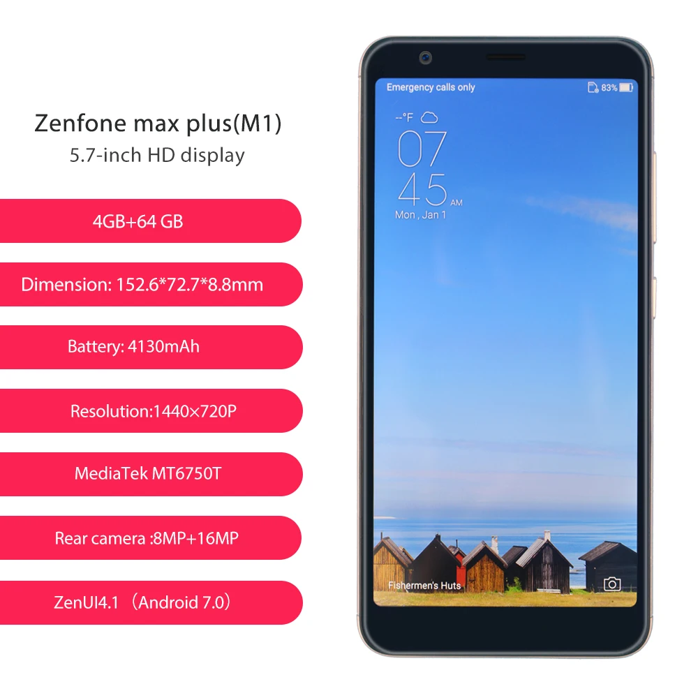 Глобальная версия ASUS Zenfone Max плюс 4G B 6 мобильный телефон ZB570TL Octa Core Android 7 0 5 дюймов