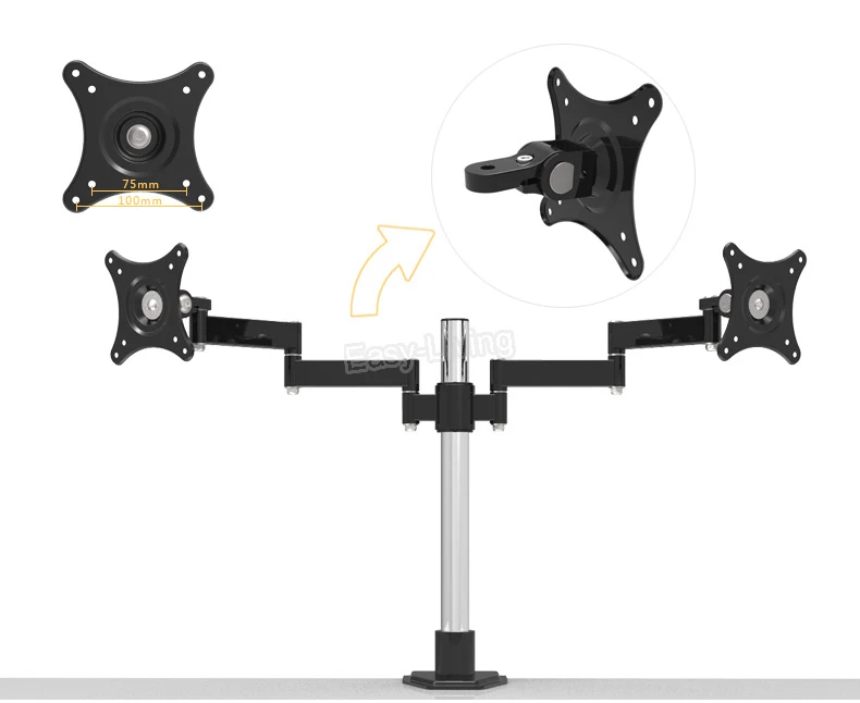 Держатель для настольного монитора компьютера с двойным жк дисплеем вращение на