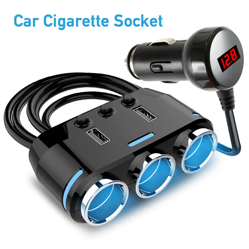 12 V-24 V автомобильный прикуриватель с 3 разъемами, светодиодный usb-адаптер для зарядного устройства 1A 2.1A 100 W, монитор напряжения для телефона