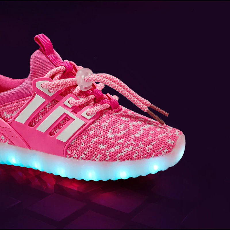 7ipupas Blue Canvas Kids Led Shoe With Usb Charging Glowing Sneakers 11 Color Soles Led Luminous Sneakers Light Up Children Shoe